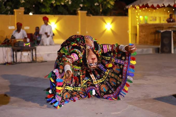 Rajasthani folk dancer performing during the cultural show